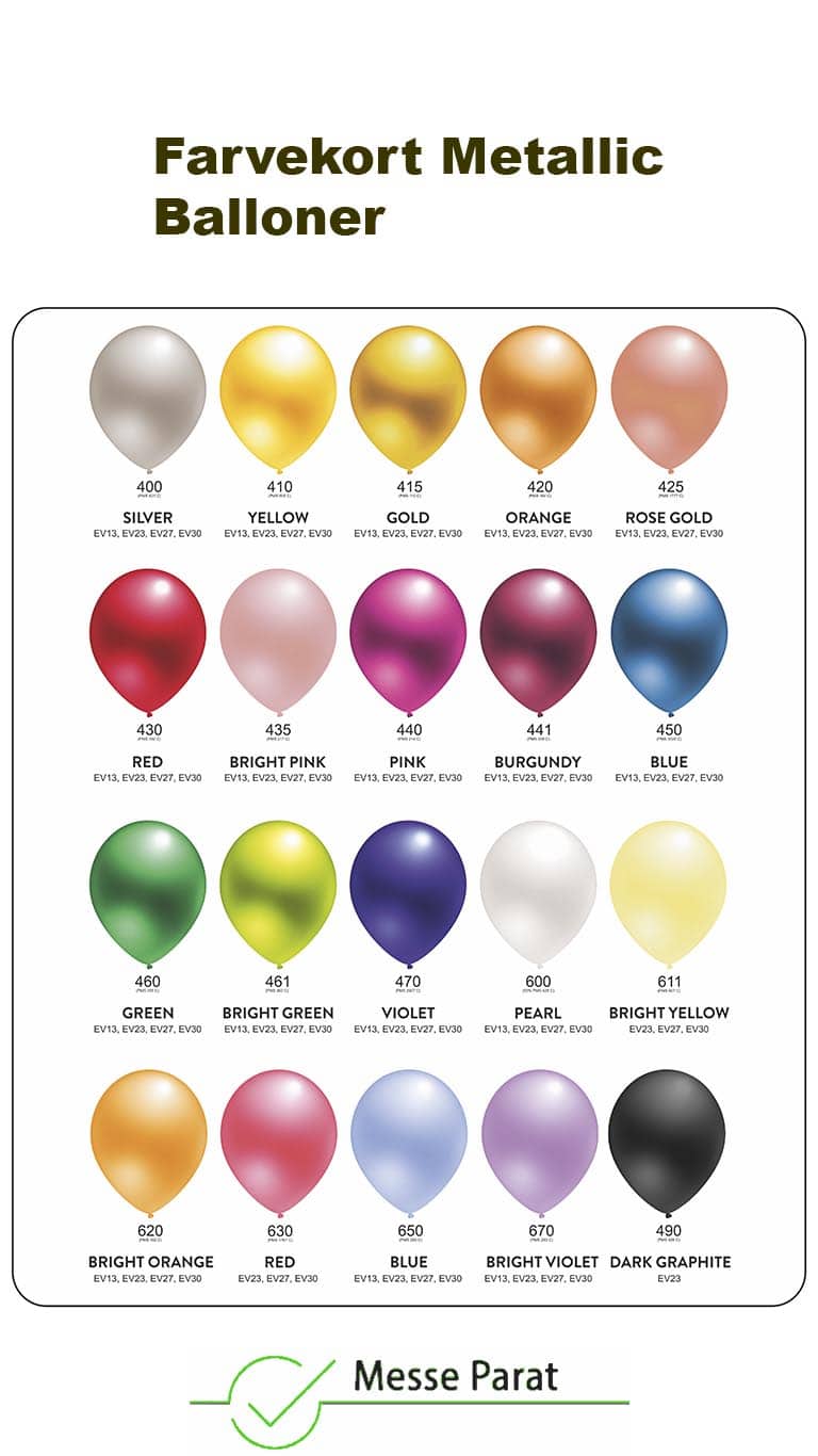 Farvekort Metallic balloner